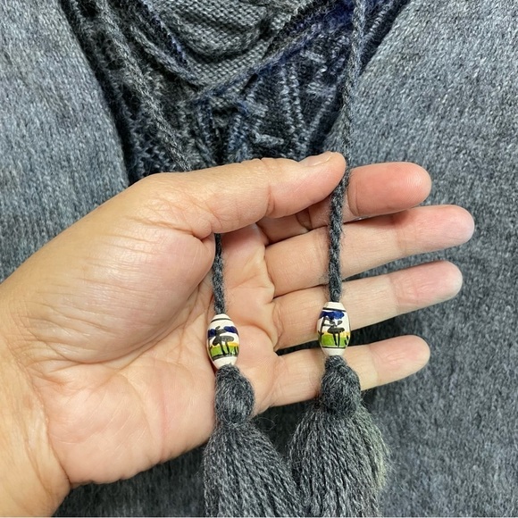 Alpaca Blend Women Sweater Small /Alpaca Pullover Fringe Jumper/Gray Winter - Picture 5 of 10